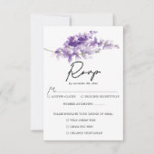 Paarse Elegant Lavender Wedding RSVP Kaartje (Voorkant)