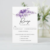 Paarse Elegant Lavender Wedding RSVP Kaartje (Staand voorkant)