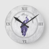 Paarse Elegant Peacock Acrylwandklok Ronde Klok (Voorkant)