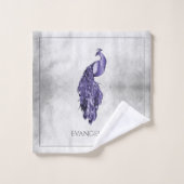 Paarse Elegant Peacock Bad Handdoek (Wasdoekje)