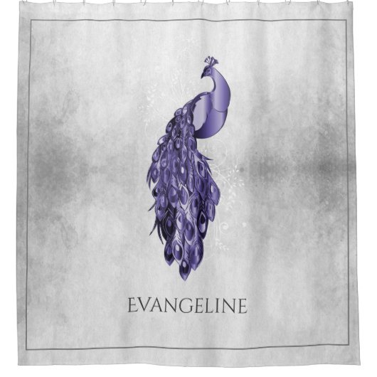 Paarse Elegant Peacock Douchegordijn (Voorkant)