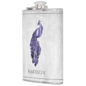 Paarse Elegant Peacock Flask Heupfles (Links)