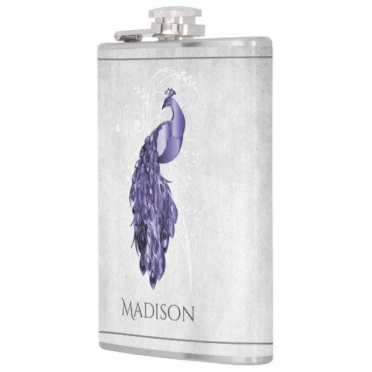 Paarse Elegant Peacock Flask Heupfles (Links)