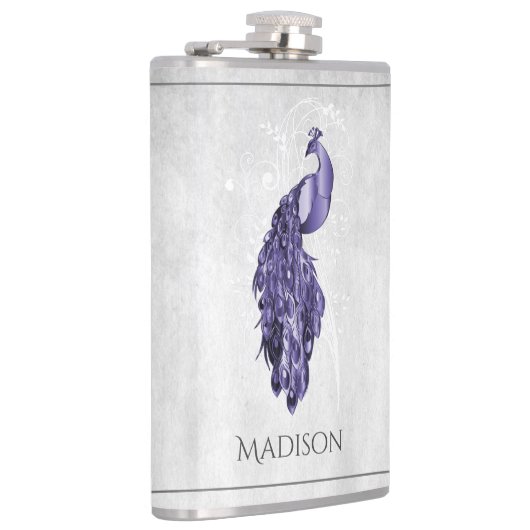 Paarse Elegant Peacock Flask Heupfles (Rechts)