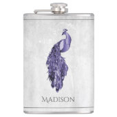 Paarse Elegant Peacock Flask Heupfles (Voorkant)
