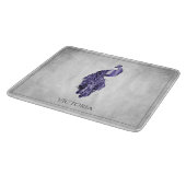 Paarse Elegant Peacock - Gepersonaliseerde snijraa Snijplank (Hoek)