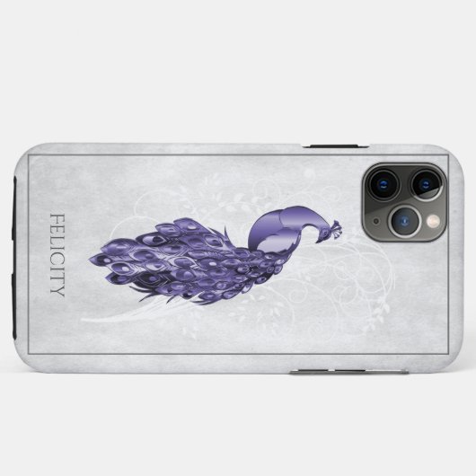 Paarse Elegant Peacock Hoesje-Mate iPhone Case (Achterkant (horizontaal))