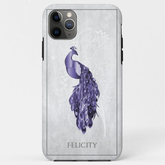 Paarse Elegant Peacock Hoesje-Mate iPhone Case (Achterkant)