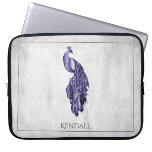Paarse Elegant Peacock-laptophoes op maat Laptop Sleeve