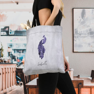 Paarse Elegant Peacock Persoonlijke Canvas tas