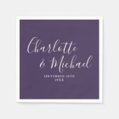 Paarse Elegant Script Minimalist Napkins Servet (Voorkant)