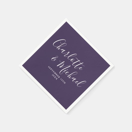 Paarse Elegant Script Minimalist Napkins Servet (Hoek)