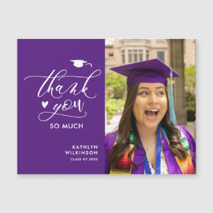 Paarse Elegant Script Photo Afstuderen Hartelijk d