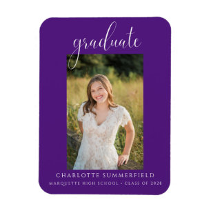 Paarse Elegant Script Photo Afstuderen Magneet