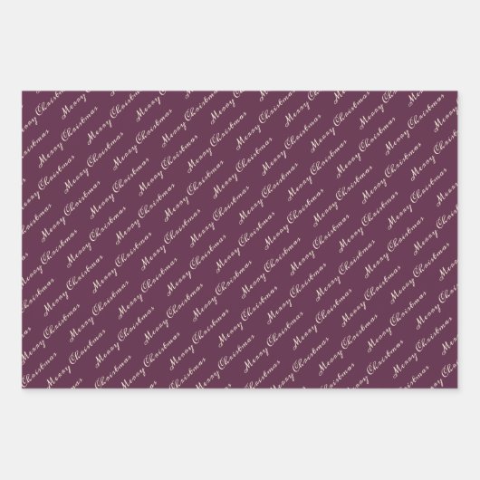Paarse Elegant Script Vrolijk Kerstfeest Inpakpapier Vel (Voorkant 2)