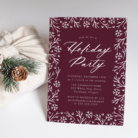 Paarse Elegant Snowflake Holiday Partij Kaart