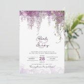 Paarse Elegant Waterverf Weddenschap Kaart (Staand voorkant)