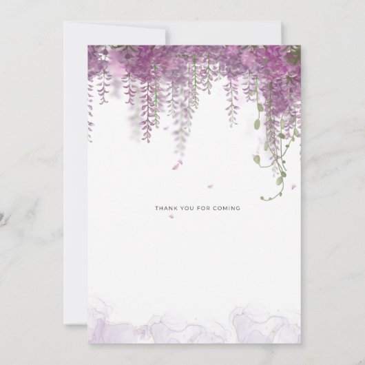 Paarse Elegant Waterverf Weddenschap Kaart (Achterkant)