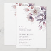 Paarse Elegant Wedding Kaart (Voorkant / Achterkant)