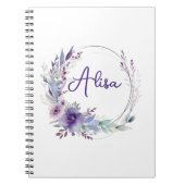 Paarse Elegant Wildflower Boho Waterverf Notitieboek (Voorkant)