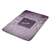 Paarse Elegante Bloei Monogram Badmat (Gekanteld)