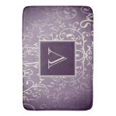 Paarse Elegante Bloei Monogram Badmat (Voorkant Verticaal)