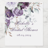 Paarse Elegante Bloemige Watercolor Bruidsmeisjesf Wijn Etiket (Enkel label)