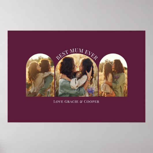 Paarse elegante boog multi foto beste mama poster (Voorkant)
