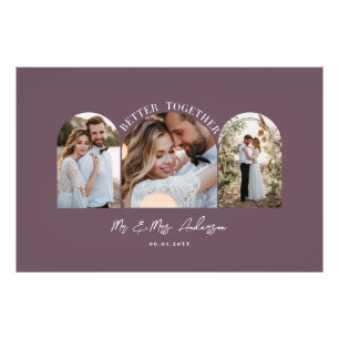Paarse elegante boog multi foto trouwcadeau decora afdruk