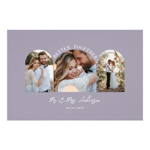 Paarse elegante boog multi foto trouwdecoratie afdruk