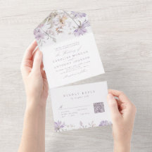 Paarse Elegante Botanische Bloemige Boho Bruiloft