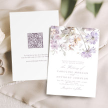 Paarse Elegante Botanische Bloemige Boho Bruiloft