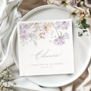 Paarse Elegante Botanische Bloemige Boho Bruiloft Servet