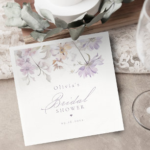 Paarse Elegante Botanische Bloemige Boho Bruiloft Servet
