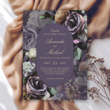 Paarse Elegante Dark Moody Floral Wedding