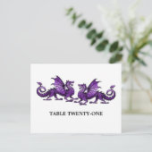 Paarse elegante dragons Tabelnummer Briefkaart (Staand voorkant)