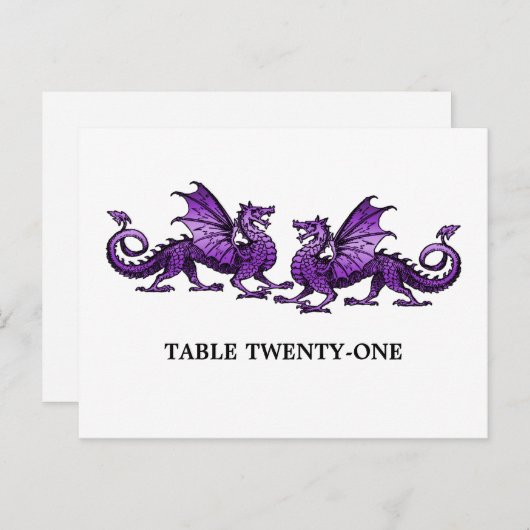 Paarse elegante dragons Tabelnummer Briefkaart (Voorkant / Achterkant)