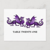 Paarse elegante dragons Tabelnummer Briefkaart (Voorkant)