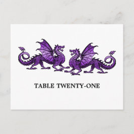 Paarse elegante dragons Tabelnummer Briefkaart