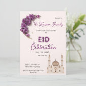 Paarse Elegante Eid-viering Feest Uitnodiging (Staand voorkant)