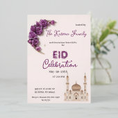 Paarse Elegante Eid-vieringsfeest Uitnodiging (Staand Voorkant)