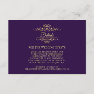 Paarse Elegante Gouden Lijst Trouwruimte Kaart