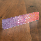 Paarse Elegante Grunge Metalen Textuur Custom Naambordje (Zijkant)