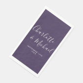 Paarse Elegante Handtekening Script Bruiloft Servet (Hoek)