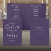 Paarse Elegante Handtekening Scriptie Bruiloft Programma