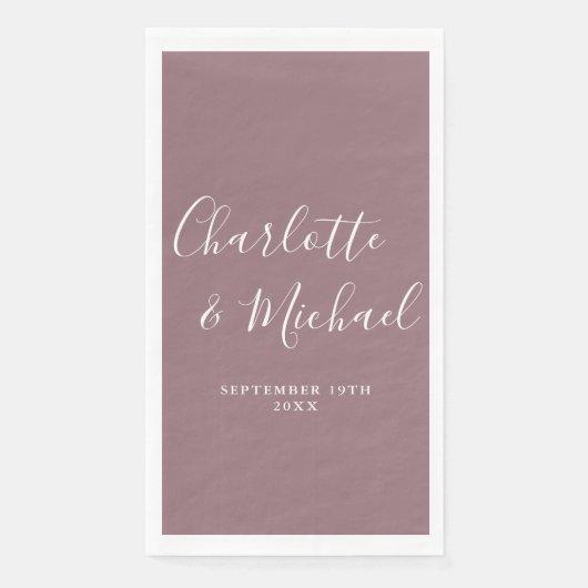 Paarse Elegante Handtekening Trouwscript Servet (Voorkant)