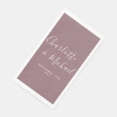 Paarse Elegante Handtekening Trouwscript Servet (Hoek)