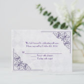 paarse elegante hoekontwerp RSVP Kaart (Staand voorkant)