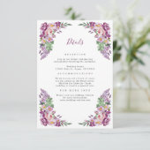 Paarse Elegante Huwelijksdetail Informatiekaartje (Staand voorkant)