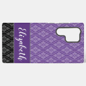 Paarse Elegante Japanse Tatewaku Patroon Samsung Galaxy Hoesje (Achterkant horizontaal)